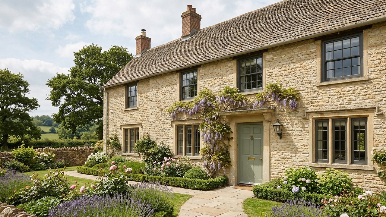Gepflegtes Steinhaus mit sauberer Natursteinfassade